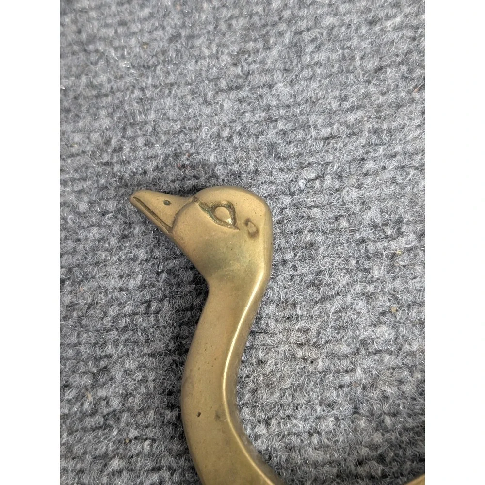 Vintage Brass Duck Goose Head Double Wall Mounted Hook Hanger  7